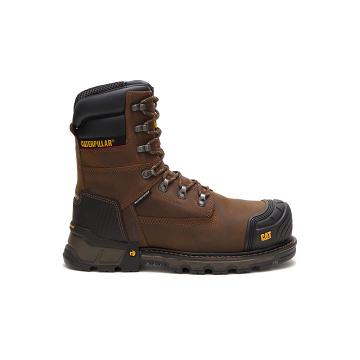 Caterpillar Excavator XL 8" Waterproof Thinsulate™ Composite Toe Men's Waterproof Boots Coffee | CAT